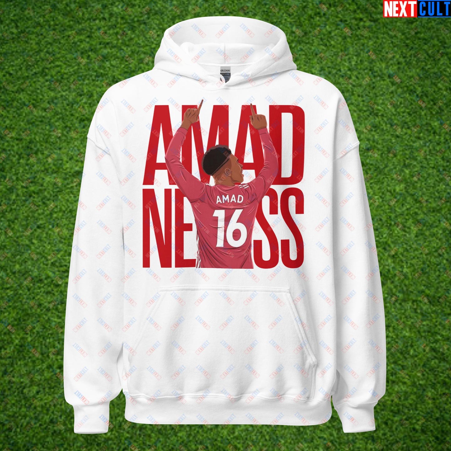 AMADNESS Amad Diallo Manchester United Funny Meme Cartoon Unisex Hoodie White Hoodies Football Manchester United Next Cult Brand