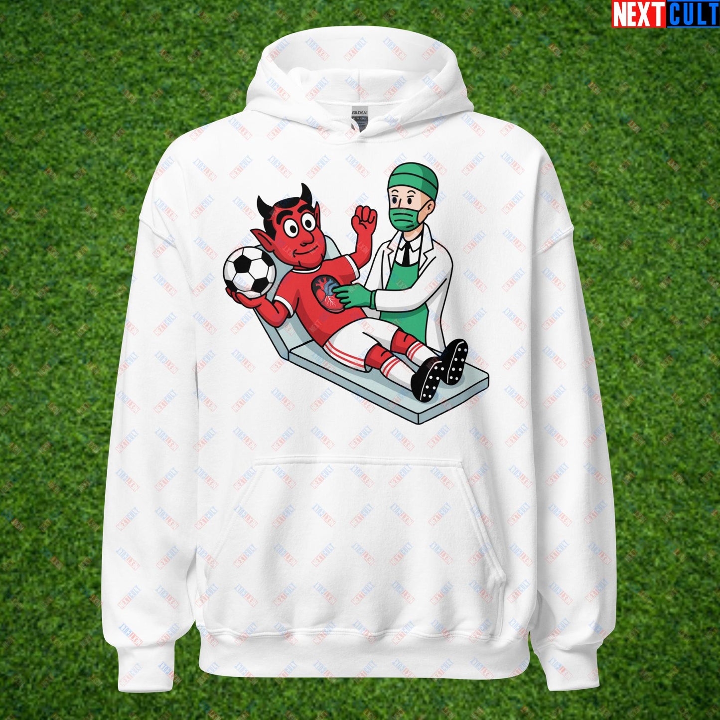 Open Heart Surgery Manchester United Ralf Rangnick Meme Cartoon Unisex Hoodie White Hoodies Football GlazersOut Manchester United RatcliffeOut Next Cult Brand