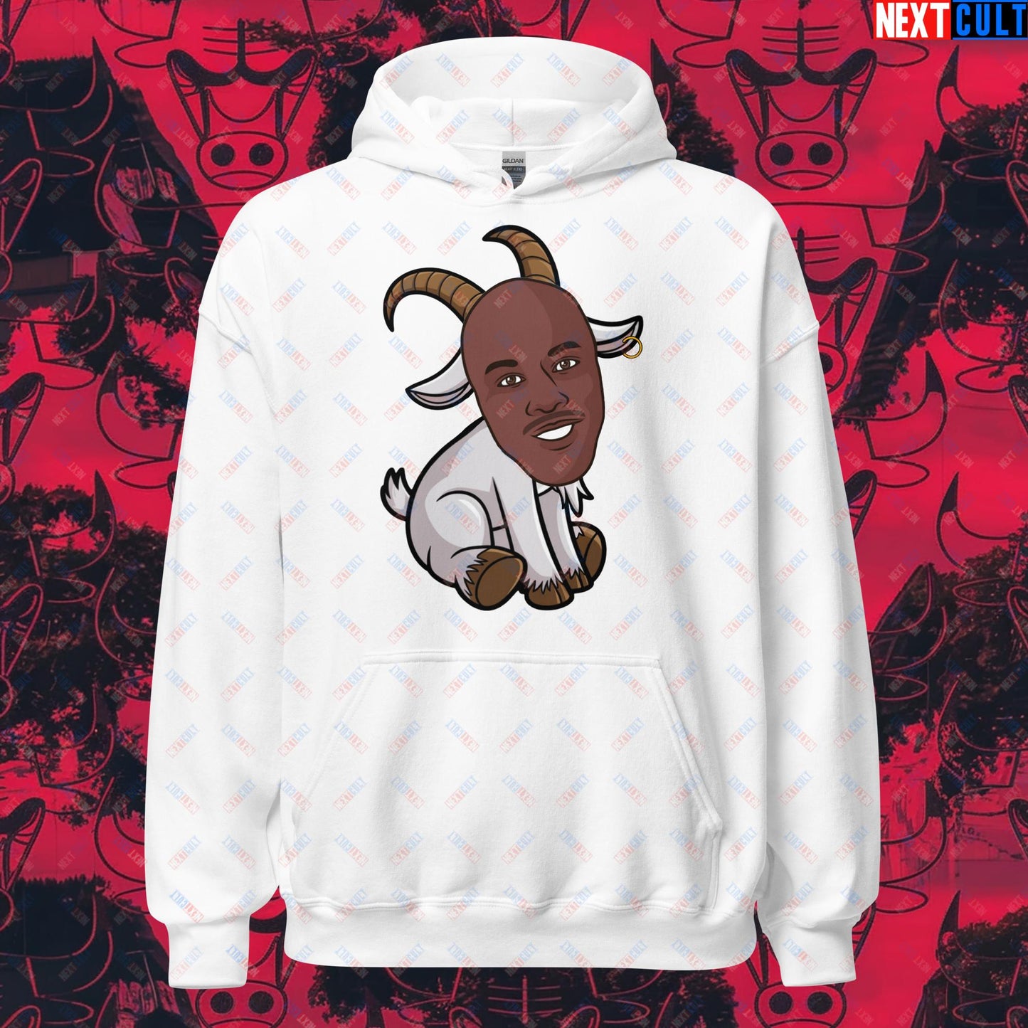 Michael Jordan G.O.A.T. Hoodie - Funny Basketball Meme Sweatshirt - Greatest of All Time NBA Cartoon Design - Perfect Gift for Basketball Fans Unisex Hoodie White Hoodies Basketball Chicago Bulls G.O.A.T. Michael Jordan NBA Next Cult Brand