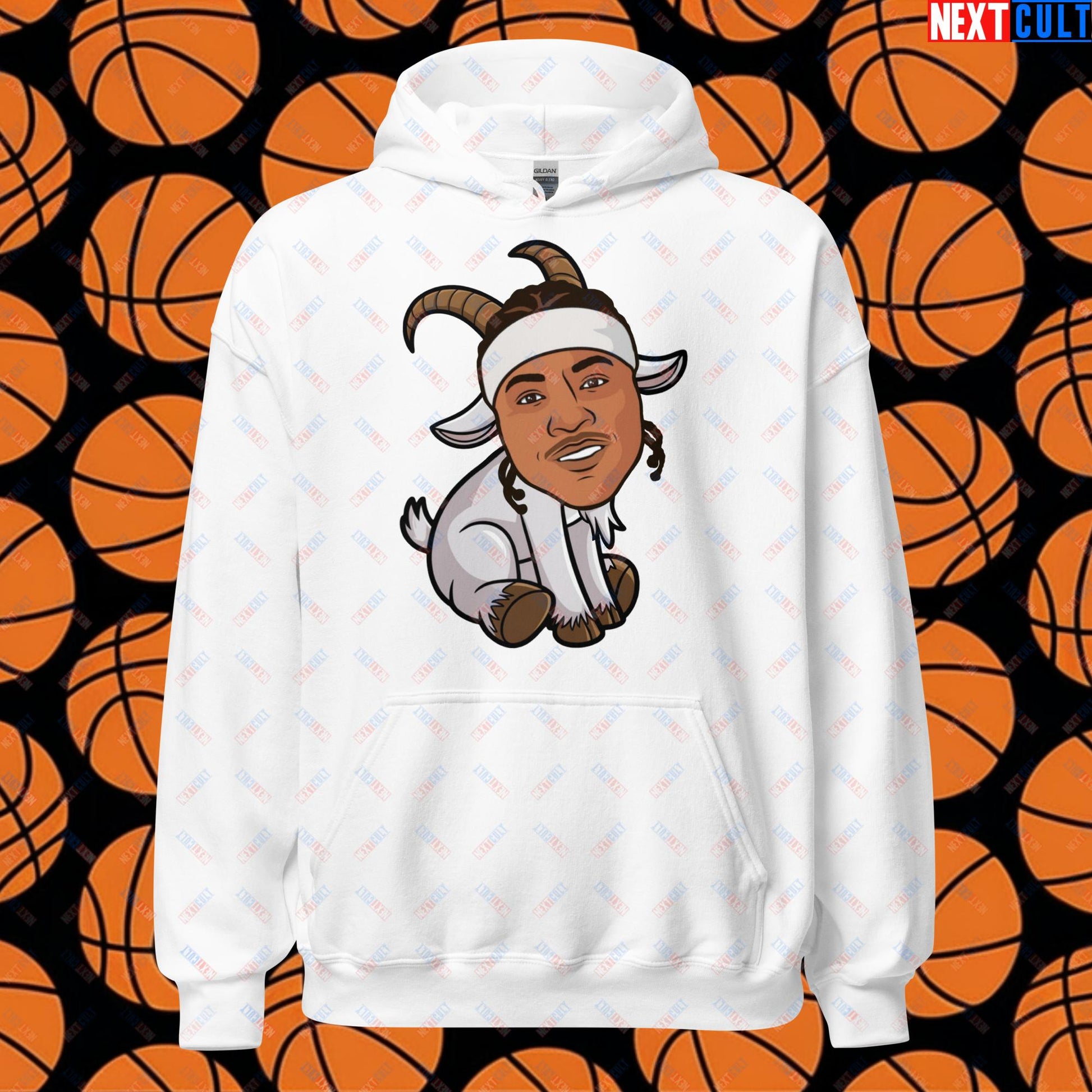 Carmelo Anthony G.O.A.T. Hoodie - Funny Basketball Meme Sweatshirt - Greatest of All Time Carmelo Anthony Pullover - Perfect Gift for Basketball Fans Unisex Hoodie White Hoodies Basketball Carmelo Anthony Denver Nuggets G.O.A.T. NBA New York Knicks Next Cult Brand