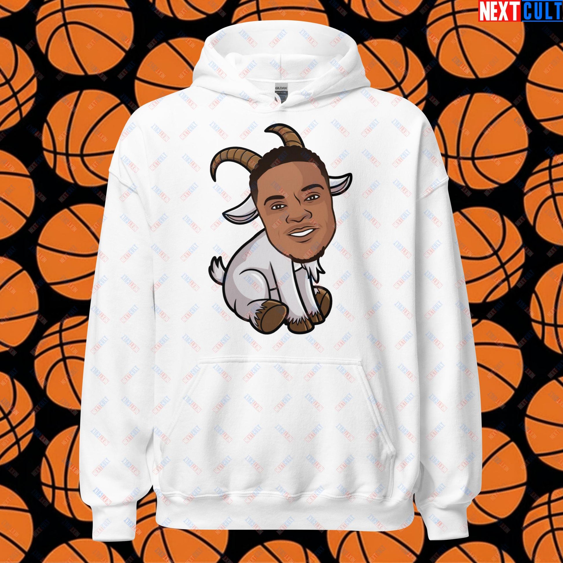 Russell Westbrook G.O.A.T. Hoodie - Funny Basketball Meme Sweatshirt - Greatest of All Time Pullover for Basketball Fans - Perfect Gift for Westbrook Fans Unisex Hoodie White Hoodies Basketball Denver Nuggets G.O.A.T. NBA Oklahoma City Thunder Russell Westbrook Next Cult Brand