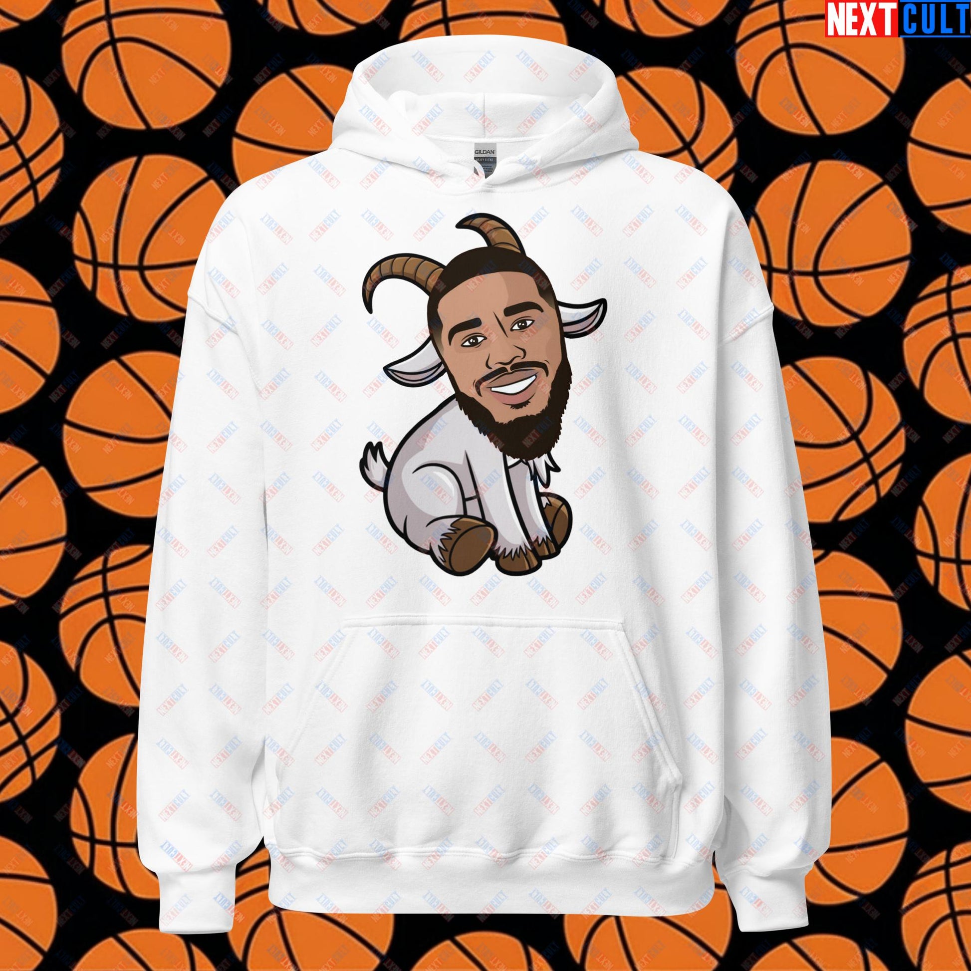 Jayson Tatum G.O.A.T. Hoodie - Funny Basketball Meme Sweatshirt - Greatest of All Time Pullover for Celtics Fans - Perfect Gift for Jayson Tatum Fans Unisex Hoodie White Hoodies Basketball Boston Celtics G.O.A.T. Jayson Tatum NBA Next Cult Brand