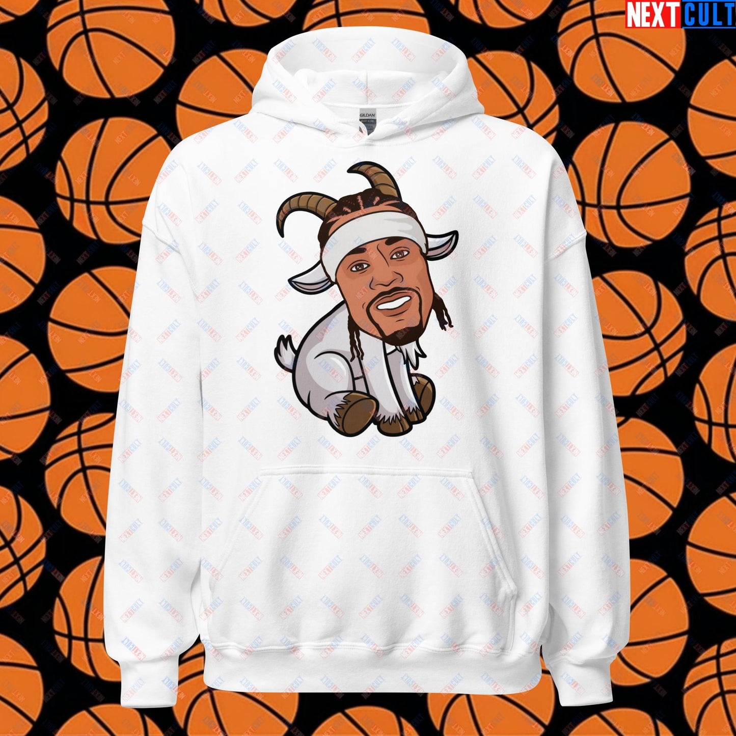 Allen Iverson G.O.A.T. Hoodie - Funny Basketball Meme Sweatshirt - Greatest of All Time Pullover for Basketball Fans - Perfect Gift for Allen Iverson Fans Unisex Hoodie White Hoodies Allen Iverson Basketball G.O.A.T. NBA Philadelphia 76ers Next Cult Brand