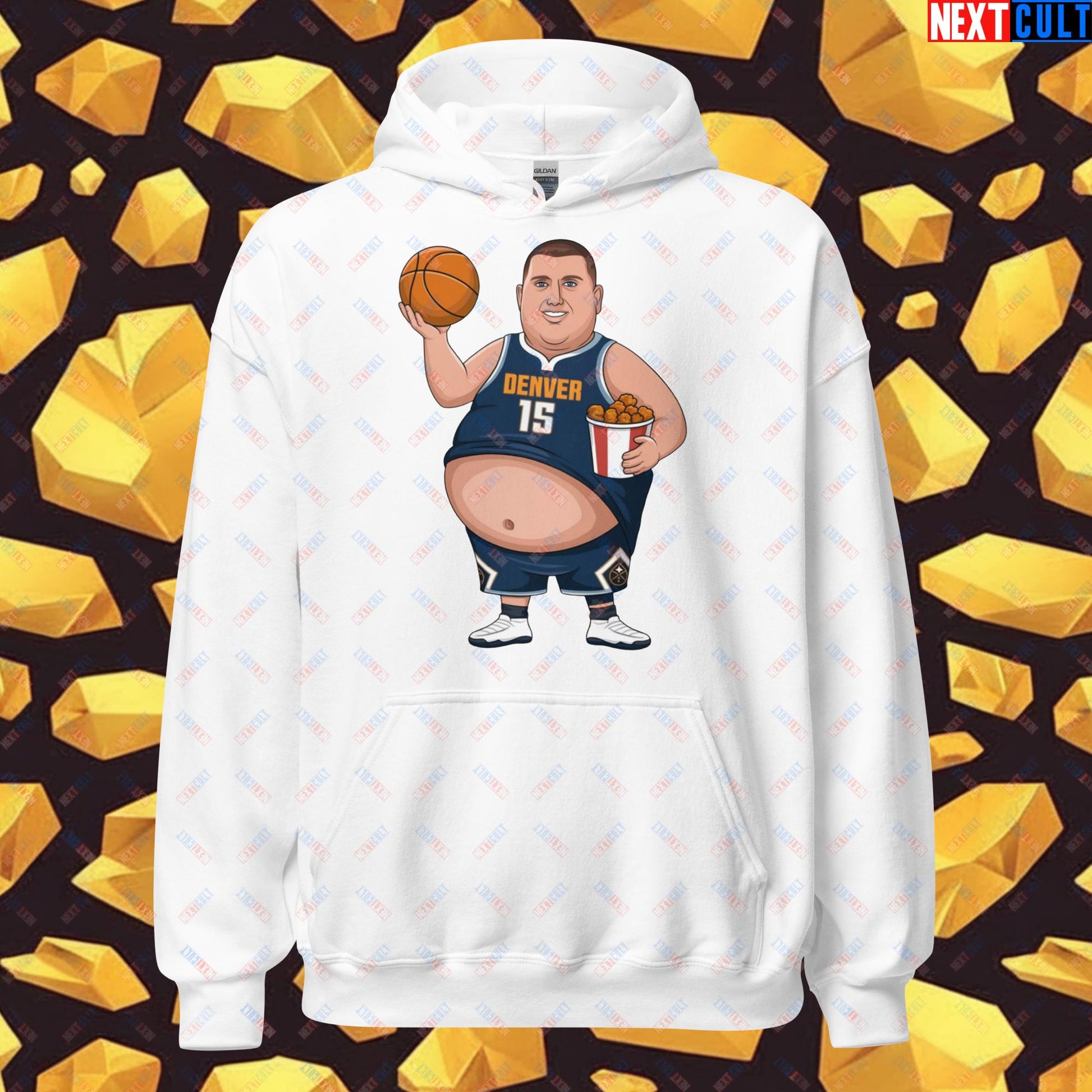 Fat Jokic Denver Nuggets Hoodie - Funny Basketball Meme Sweatshirt - Big Jokic Dominance Pullover for Basketball Fans - Perfect Gift for Jokic Fans Unisex Hoodie White Hoodies Basketball Denver Nuggets NBA Nikola Jokic Next Cult Brand