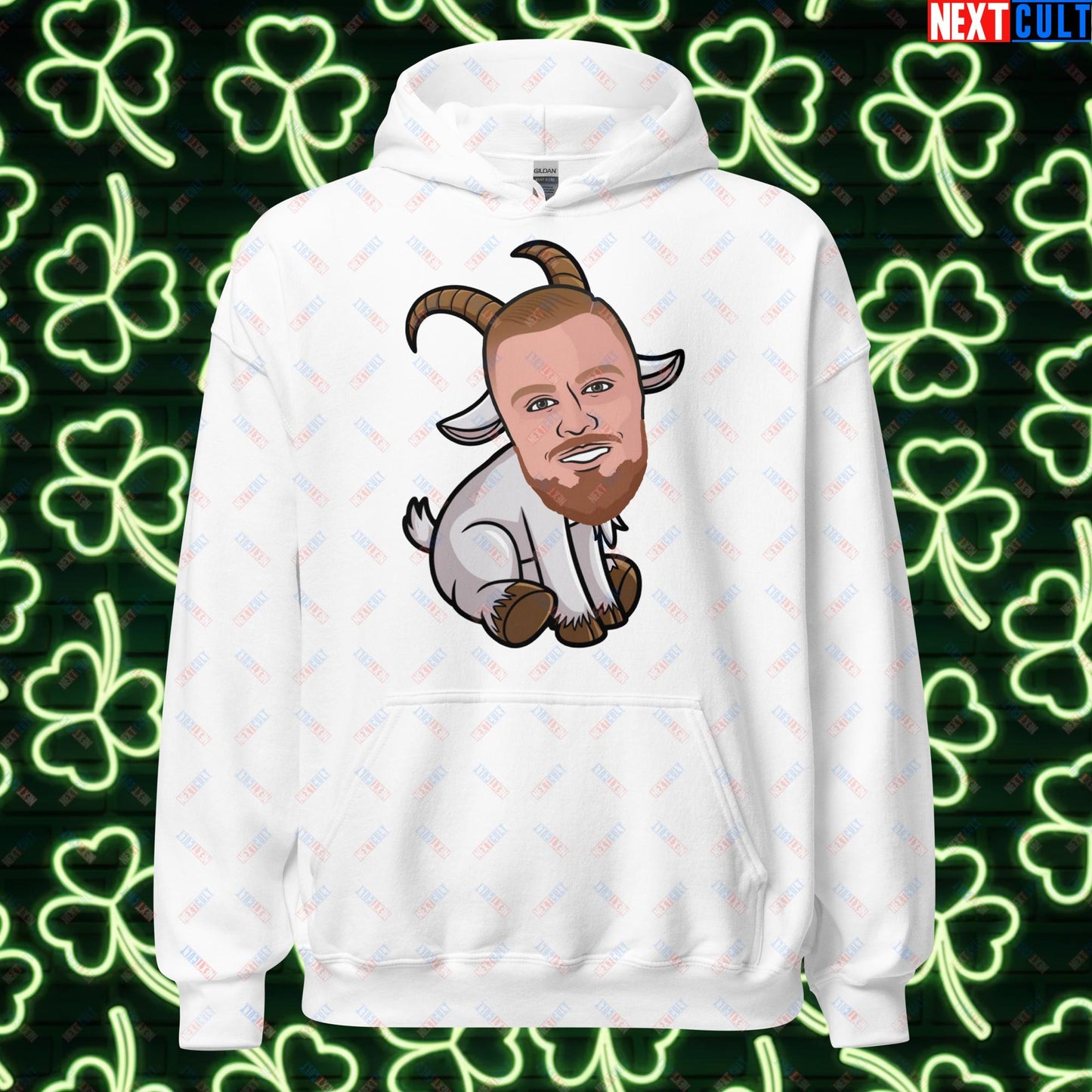 Kristaps Porzingis GOAT Hoodie - Funny Basketball Meme Sweatshirt - Greatest of All Time Pullover for Boston Celtics and Latvia Fans - Perfect Gift for Porzingis Fans Unisex Hoodie White Hoodies Basketball Boston Celtics G.O.A.T. Kristaps Porzingis NBA Next Cult Brand