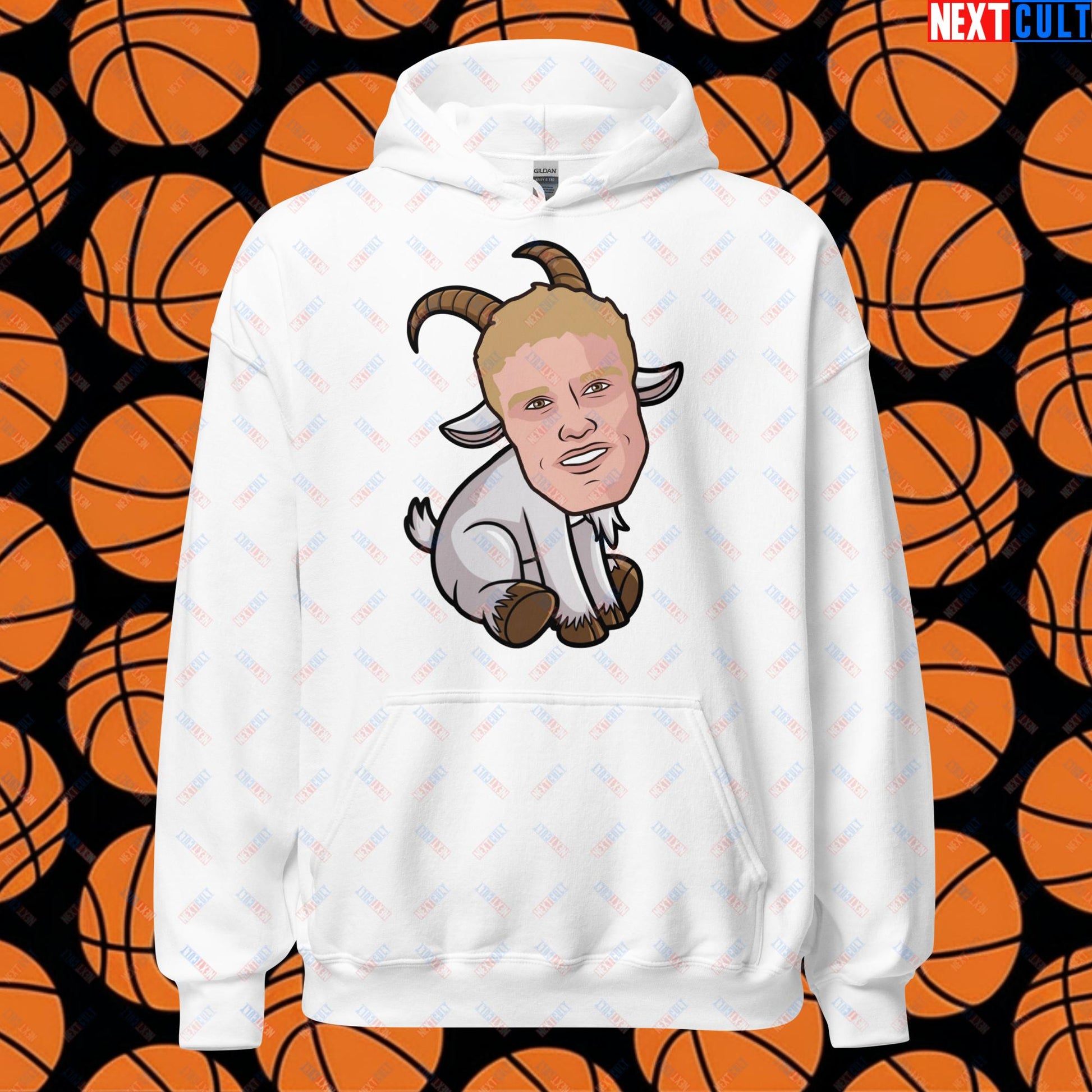 Lauri Markkanen GOAT Hoodie - Funny Basketball Meme Sweatshirt - Greatest of All Time Pullover for Basketball Fans - Perfect Gift for Lauri Markkanen Fans Unisex Hoodie White Hoodies Basketball G.O.A.T. Lauri Markkanen NBA Utah Jazz Next Cult Brand