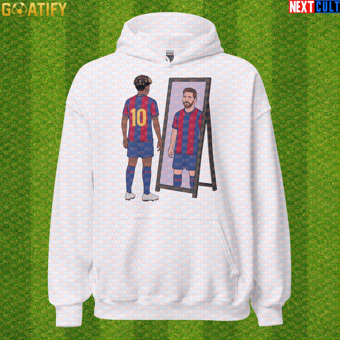 Lamine Yamal Hoodie – Future Superstar Mirror Meme Pullover for Barcelona Match Days White Next Cult Brand