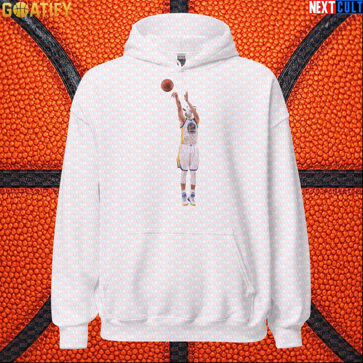 Hoodie Stephen Curry GOAT Shooting Threes Pullover for Warriors Fans NBA Basketball Gift White Hoodies Next Cult Brand