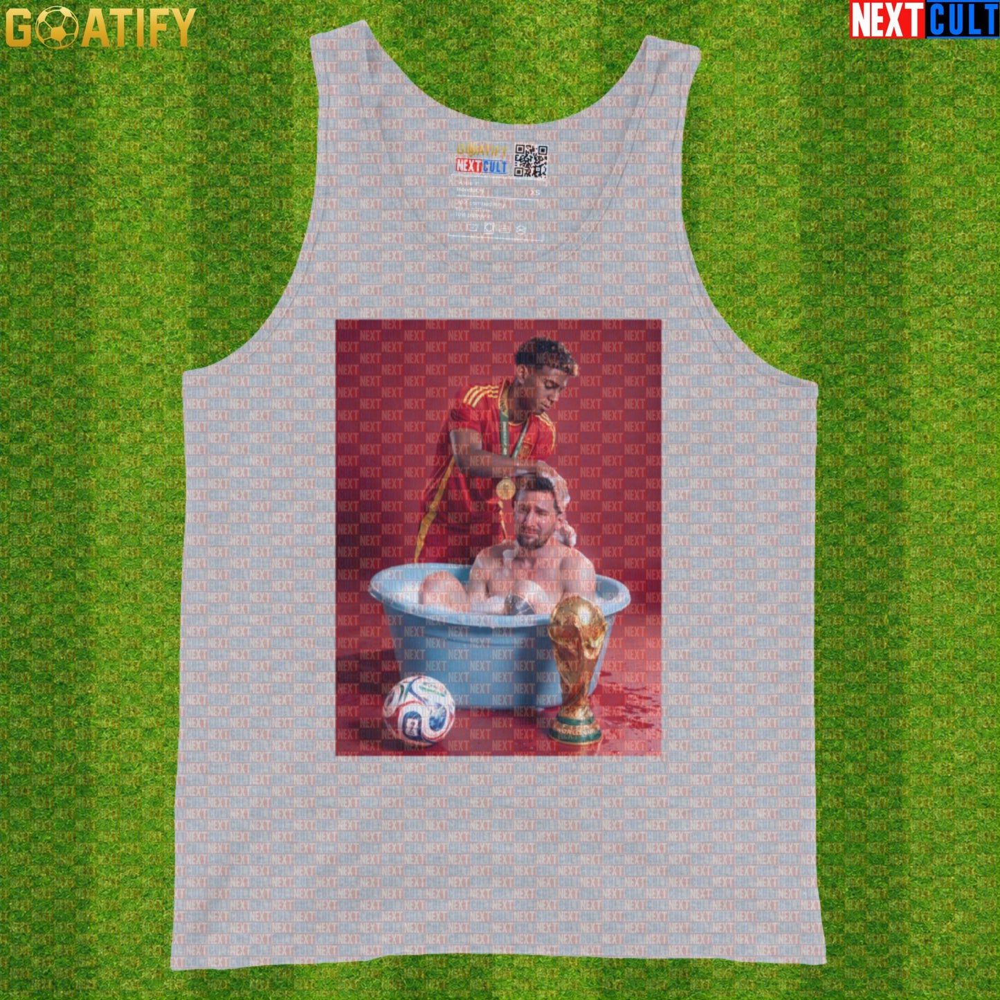 Lamine Yamal Tank Top – Reversed Roles Bath Meme Vest for Soccer Training and Spain Fans |  | ["Argentina", "Barcelona", "Football", "Lamine Yamal", "Lionel Messi", "Soccer", "Spain"]