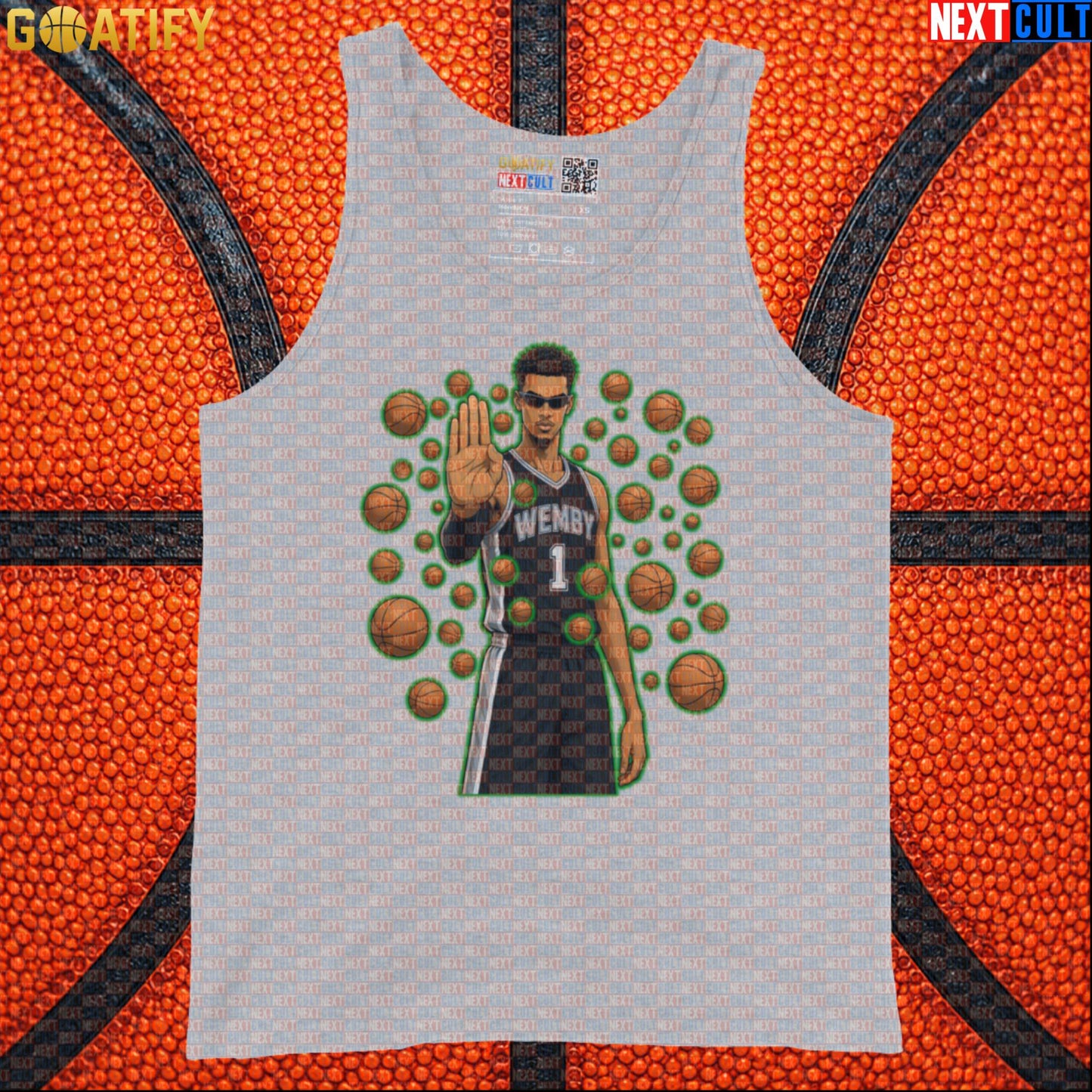Basketball Tank Top Wemby Matrix Stopper Design for Spurs Fans Gym, Game Day and Gifts |  | ["Basketball", "France", "NBA", "San Antonio Spurs", "Victor Wembanyama"]
