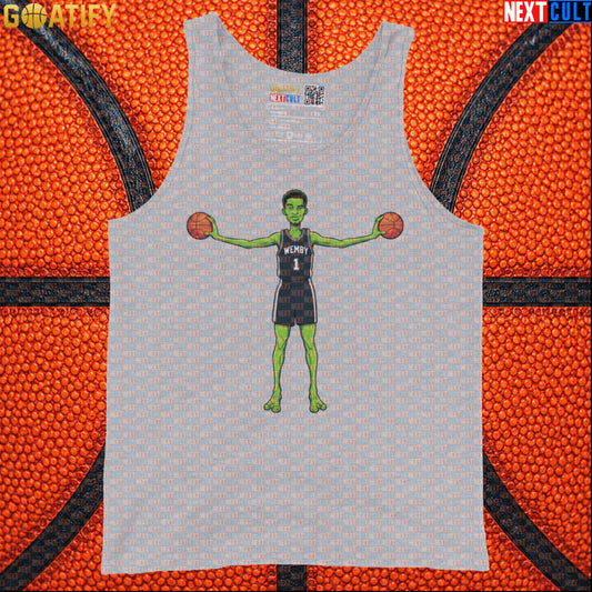 Basketball Tank Top Alien Wemby Sci-Fi Graphic for Spurs Fans, Gym and Summer Game Day |  | ["Basketball", "France", "NBA", "San Antonio Spurs", "Victor Wembanyama", "Wemby"]