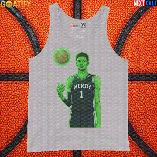 Basketball Tank Top Alien Wemby Sci-Fi Graphic for Spurs Fans, Gym, Pickup Games and Gifts |  | ["Basketball", "France", "NBA", "San Antonio Spurs", "Victor Wembanyama", "Wemby"]