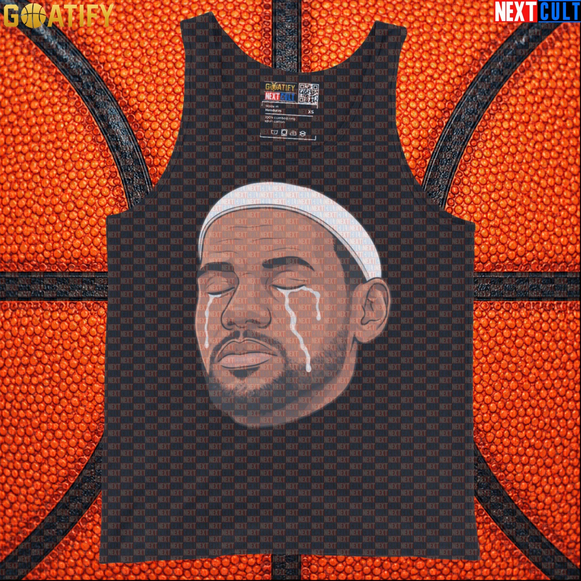 Crying LeBron Meme Tank Top – Emotional NBA Basketball Muscle Shirt Gift for Sports Fans |  | ["Basketball", "LeBron James", "NBA"]