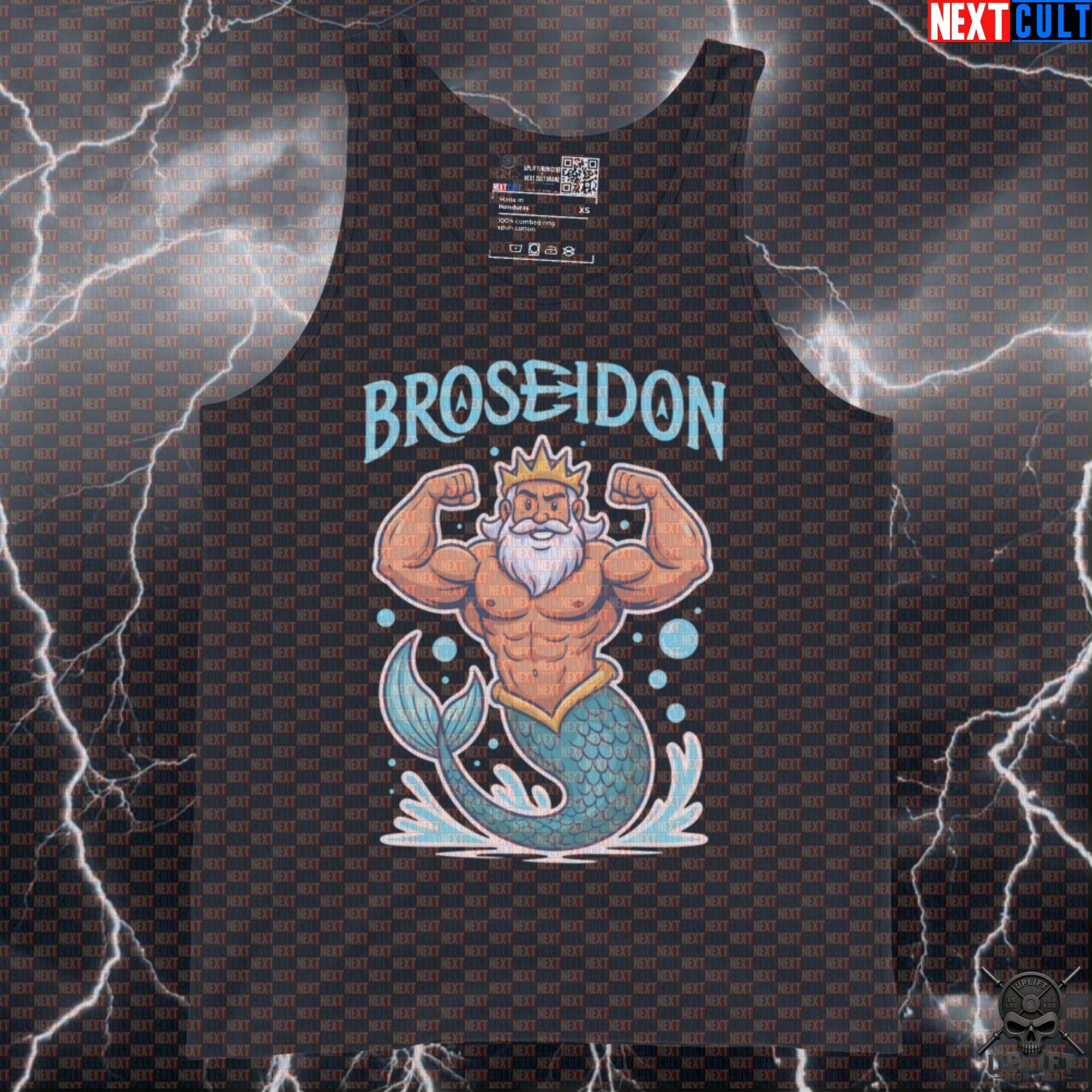 Broseidon God of Bodybuilding Funny Gym Tank Top | Poseidon Muscle Shirt for Lifters Tank Tops Next Cult Brand