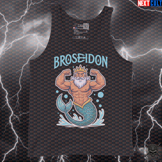 Broseidon God of Bodybuilding Funny Gym Tank Top | Poseidon Muscle Shirt for Lifters Tank Tops Next Cult Brand