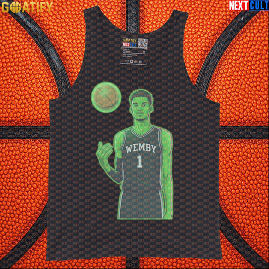 Basketball Tank Top Alien Wemby Sci-Fi Graphic for Spurs Fans, Gym, Pickup Games and Gifts |  | ["Basketball", "France", "NBA", "San Antonio Spurs", "Victor Wembanyama", "Wemby"]