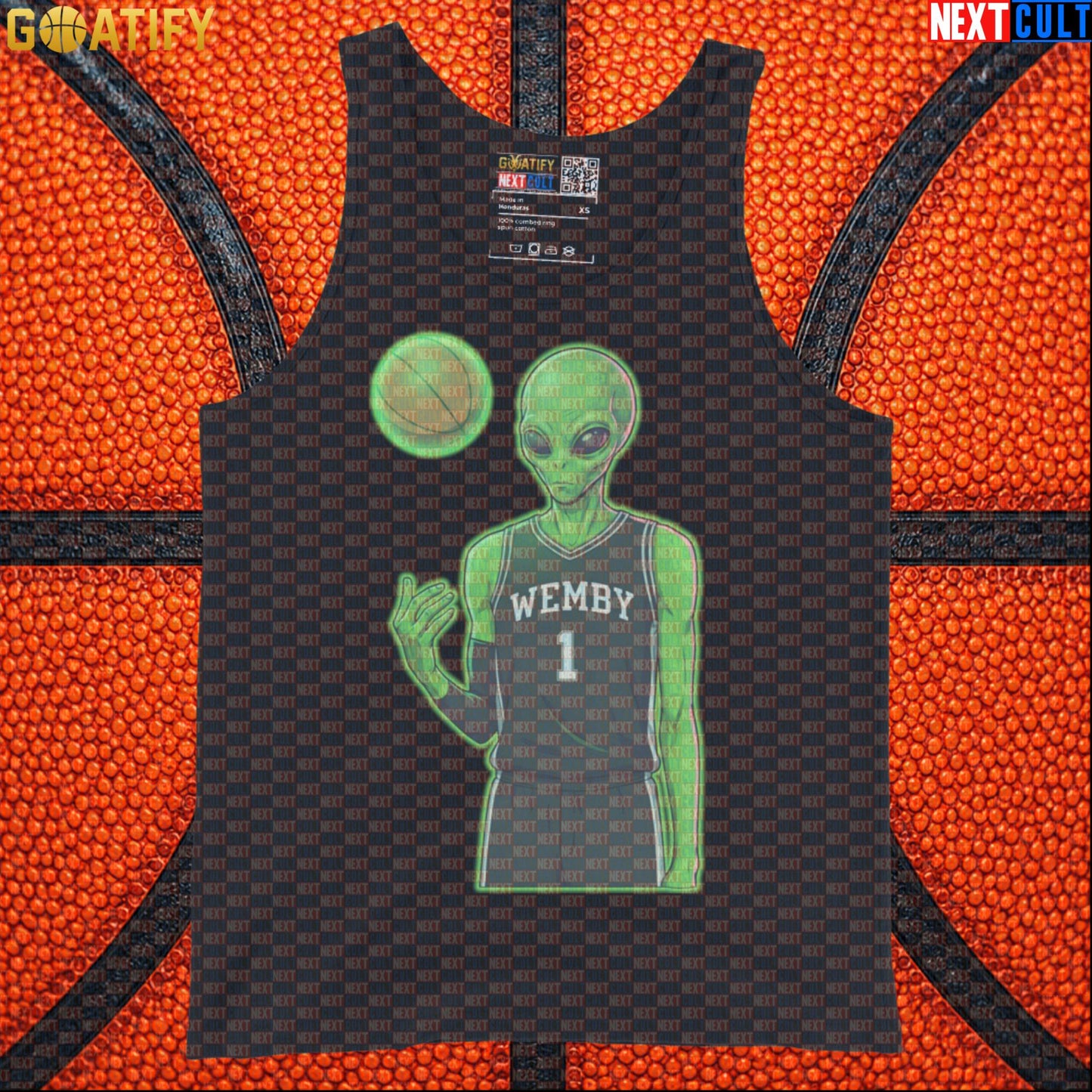 Basketball Tank Top Alien Wemby Graphic for Spurs Fans, Gym, Pickup Games and NBA Gift |  | ["Basketball", "France", "NBA", "San Antonio Spurs", "Victor Wembanyama", "Wemby"]