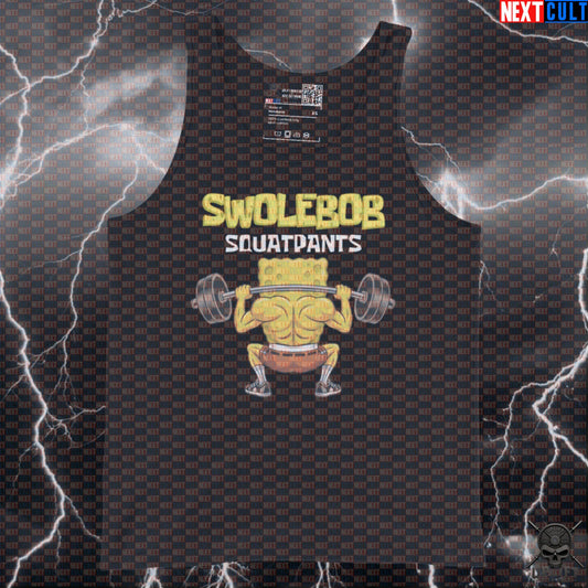 Swolebob Squatpants Funny Gym Tank Top | SpongeBob Leg Day Meme Muscle Shirt | Workout Vest Tank Tops Next Cult Brand