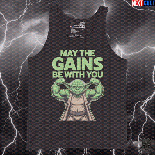 May The Gains Be With You Gym Tank Top | Funny Yoda Workout Vest For Bodybuilding Tank Tops Next Cult Brand