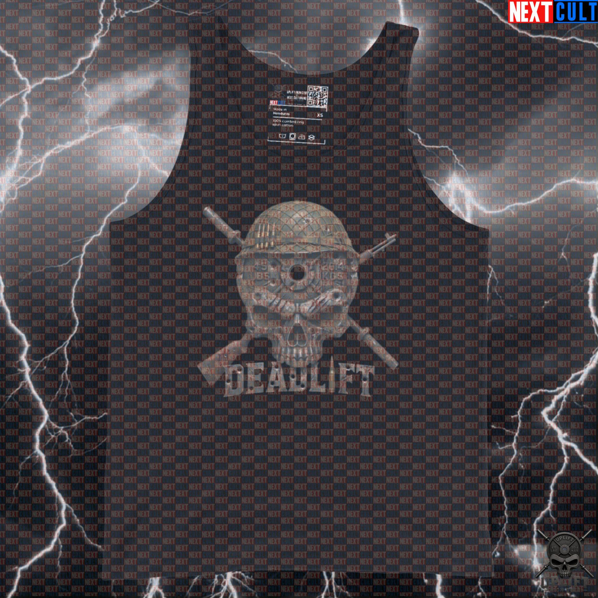 Deadlift Tank Top Military Skull Muscle Shirt for Powerlifters, Hardcore Gym Training | Tank Tops | ["4th of July", "Bodybuilding", "Fitness", "Gym", "Hardcore", "Leg Day", "NCB", "Powerlifting", "Workout"]