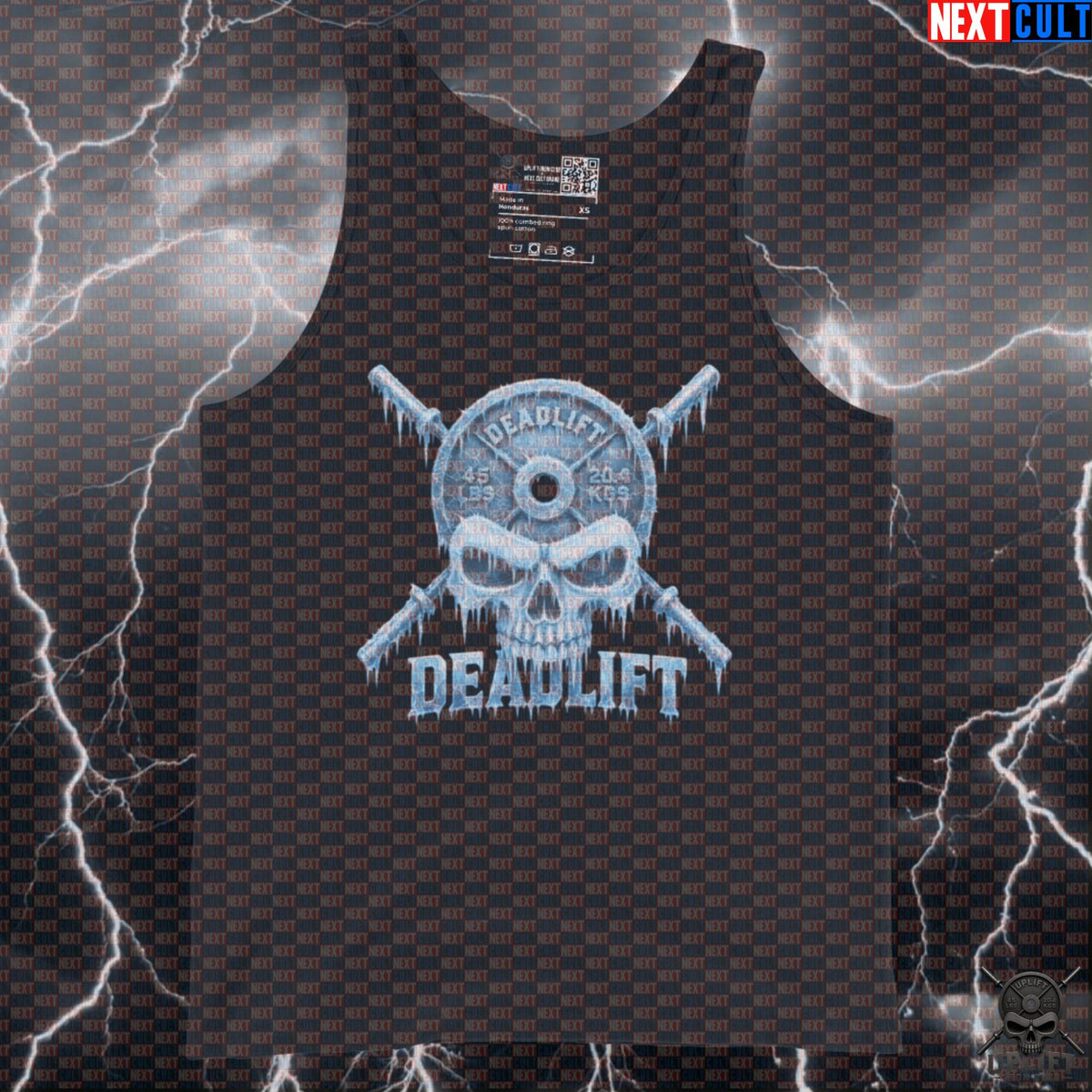 Deadlift Tank Top Frozen Skull Muscle Shirt for Powerlifters, Hardcore Gym Training Gift | Tank Tops | ["Bodybuilding", "Fitness", "Gym", "Hardcore", "Leg Day", "NCB", "Powerlifting", "Workout"]