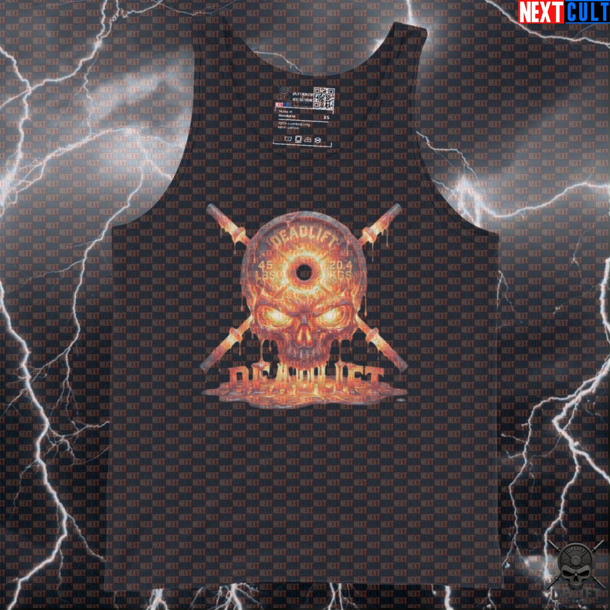Deadlift Tank Top Molten Skull Graphic for Lifters, Hardcore Bodybuilding Training Top Tank Tops Next Cult Brand