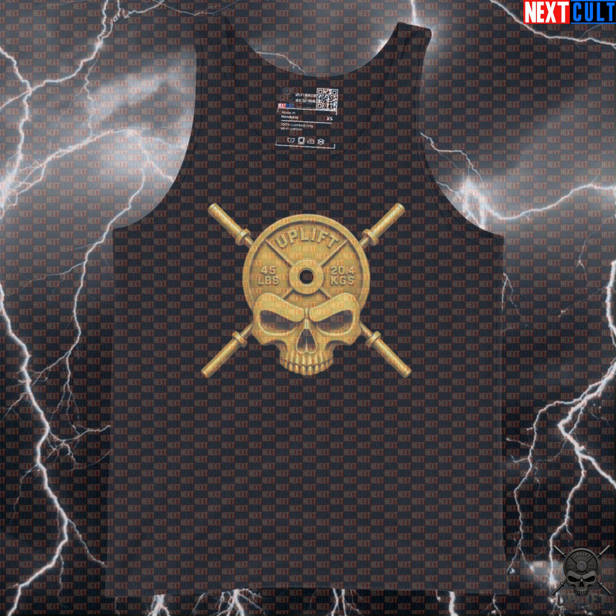 Gold Skull Tank Top for Lifters, Uplift Iron Club Training Vest, Bodybuilding Gift Tank Tops Next Cult Brand