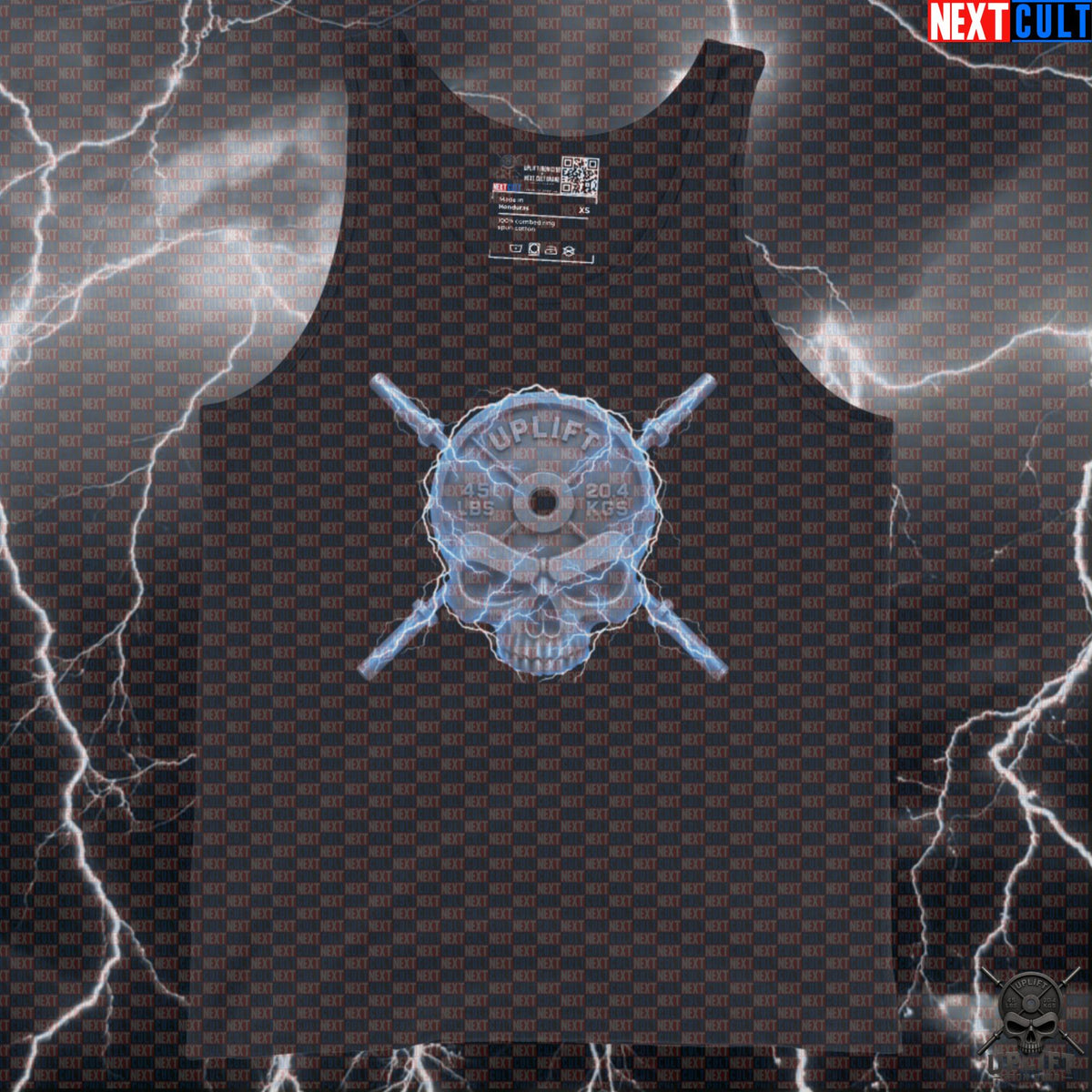 Tank Top Lightning Skull Muscle Shirt for Lifters Gym Training Gift Uplift Iron Club | Tank Tops | ["Bodybuilding", "Fitness", "Gym", "Hardcore", "NCB", "Powerlifting", "Workout"]
