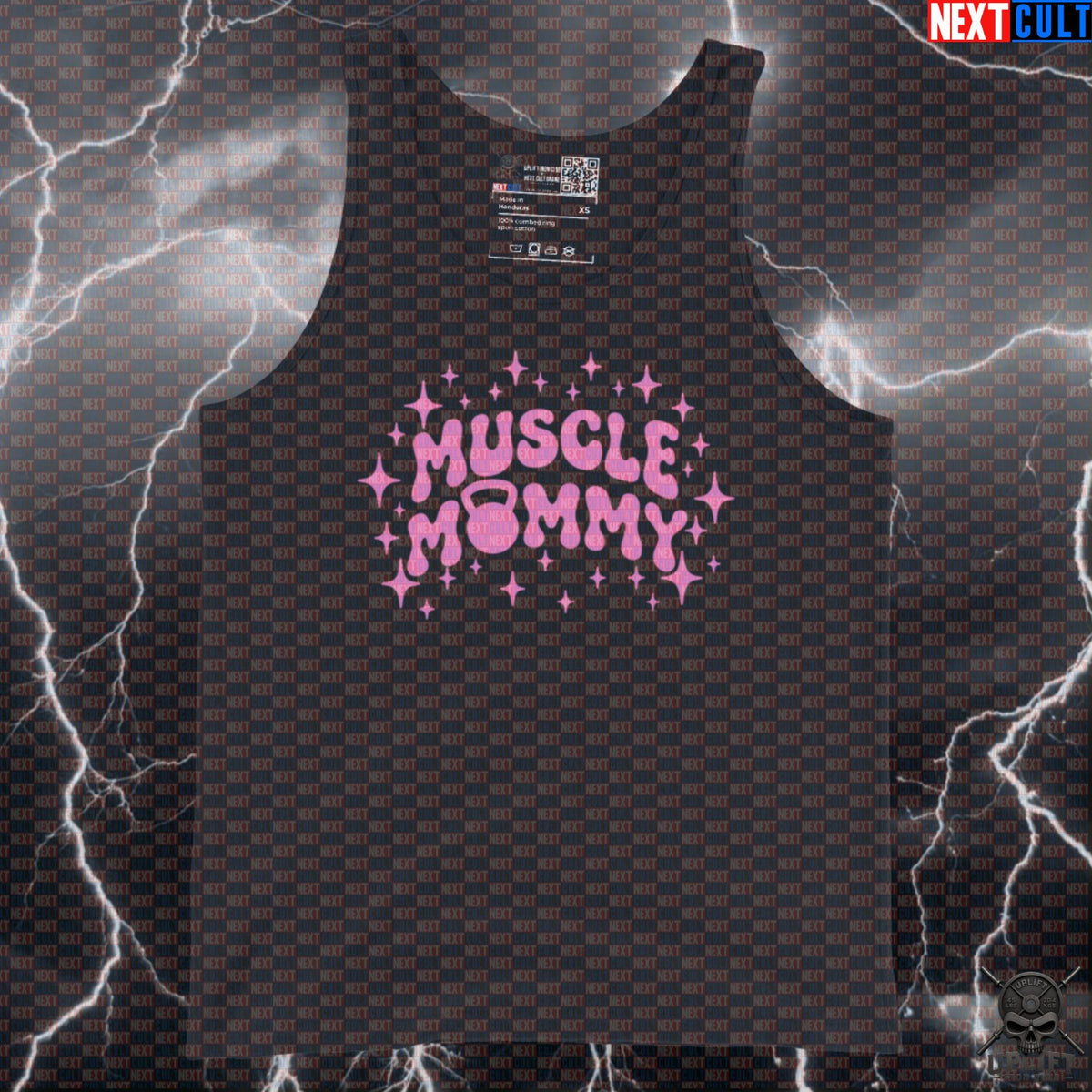 Muscle Mommy Tank Top Pink Kettlebell Gym Design for Women & Female Lifters | Tank Tops | ["Fitness", "Gym", "Gym Girl", "Kettlebell", "Muscle Mommy", "NCB", "Workout"]