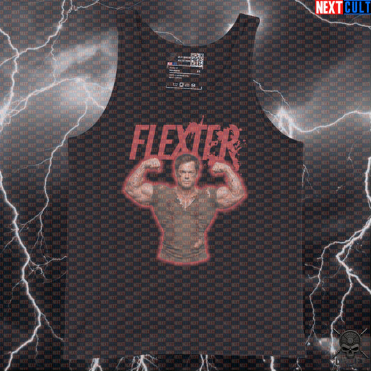 Flexter Tank Top Dexter Gym Parody for Bodybuilding, Flexing and Hardcore Training Tank Tops Next Cult Brand