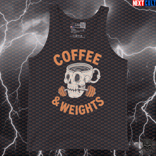 Coffee and Weights Tank Top for Lifters, Coffee Lovers and Workout Training Days Tank Tops Next Cult Brand