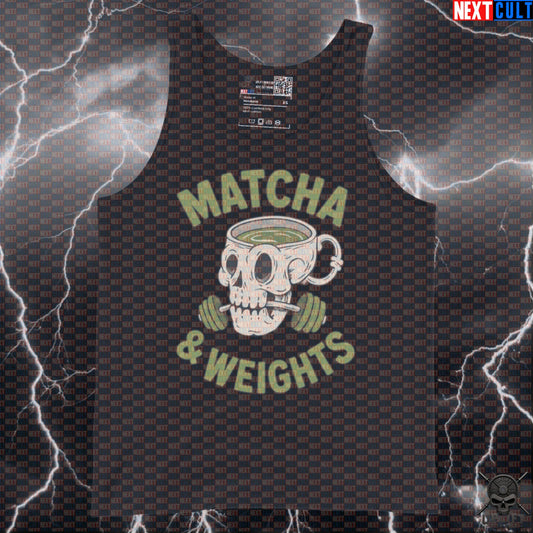 Matcha and Weights Tank Top for Lifters, Green Tea Fans and Workout Days Tank Tops Next Cult Brand