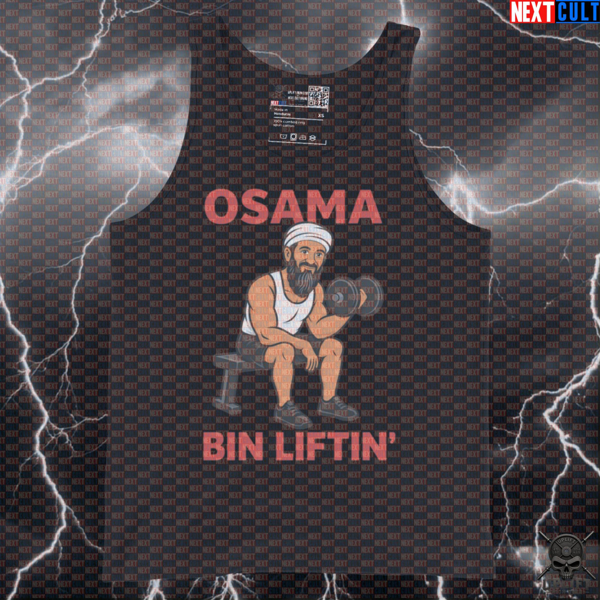 Funny Gym Tank Top – Osama Bin Liftin Parody Muscle Shirt for Lifters, Gym Bros & Bodybuilders | Tank Tops | ["Bodybuilding", "Fitness", "Gym", "NCB", "Workout"]
