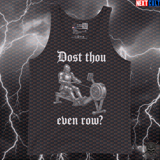 Rowing Tank Top – Dost Thou Even Row Medieval Knight Muscle Shirt for RowErg Athletes Tank Tops Next Cult Brand