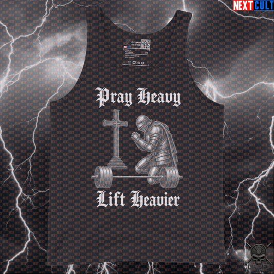 Christian Gym Tank Top Pray Heavy Lift Heavier Medieval Knight Muscle Shirt for Lifters Tank Tops Next Cult Brand