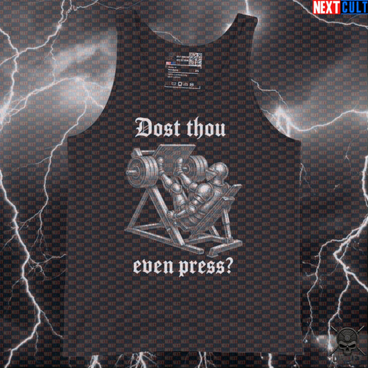 Leg Press Tank Top Dost Thou Even Press Medieval Knight Muscle Shirt for Leg Day Lifters | Tank Tops | ["Bodybuilding", "Fitness", "Gym", "Knight", "Leg Day", "NCB", "Workout"]
