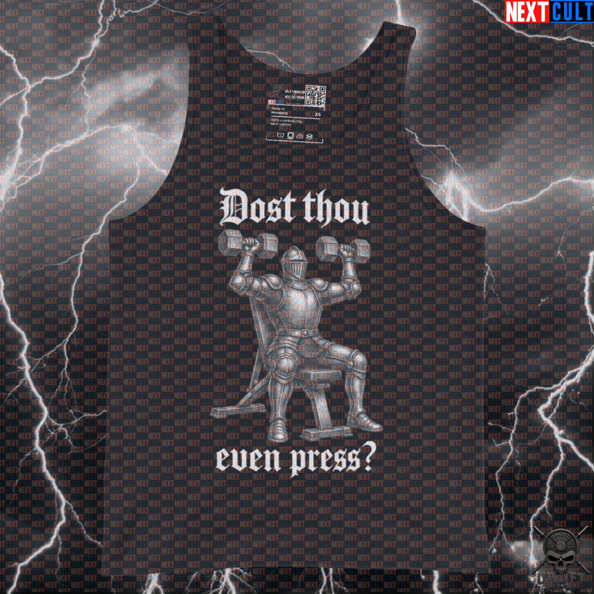 Shoulder Press Tank Top Dost Thou Even Press Medieval Knight Muscle Shirt for Shoulder Day | Tank Tops | ["Bodybuilding", "Fitness", "Gym", "Knight", "NCB", "Workout"]