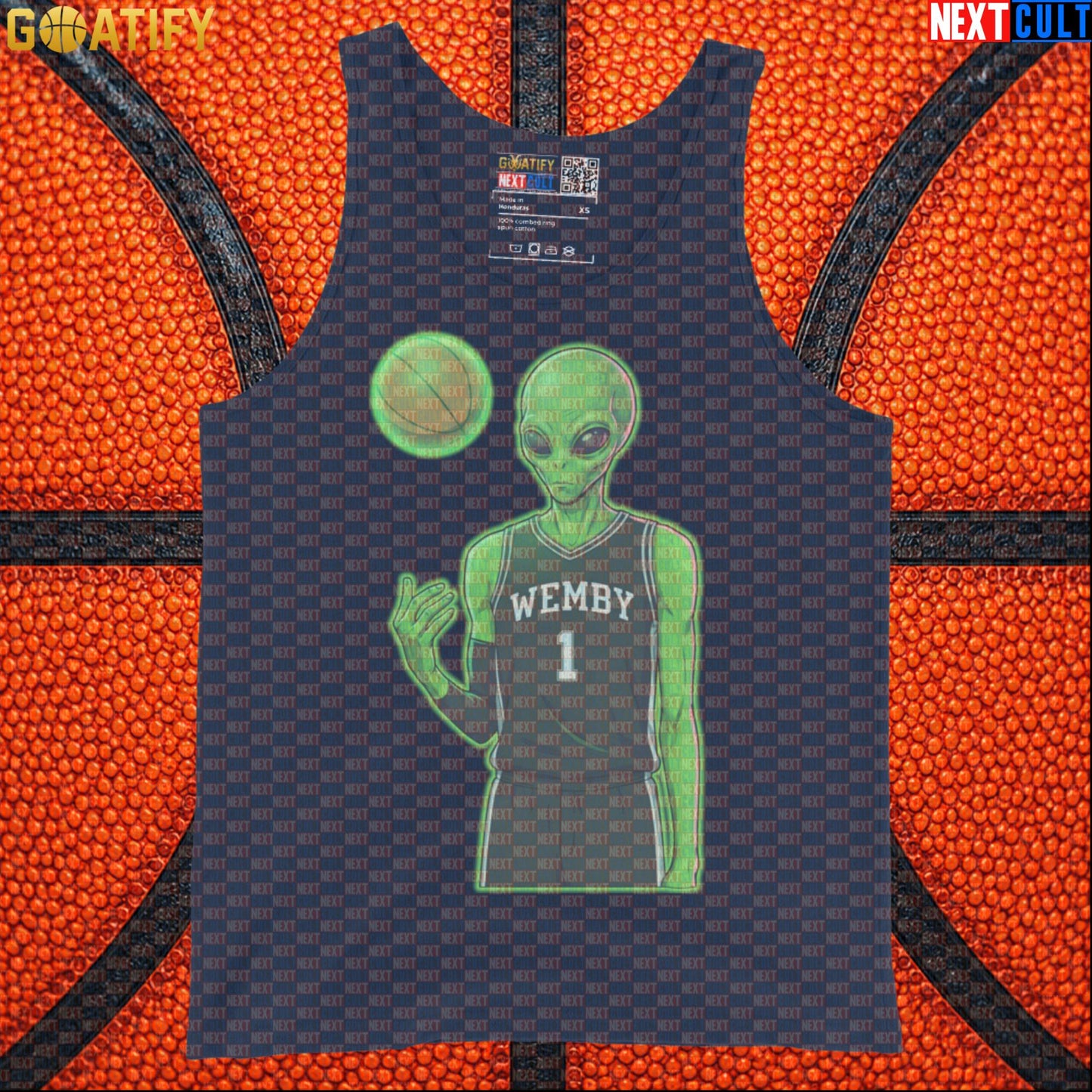 Basketball Tank Top Alien Wemby Graphic for Spurs Fans, Gym, Pickup Games and NBA Gift |  | ["Basketball", "France", "NBA", "San Antonio Spurs", "Victor Wembanyama", "Wemby"]