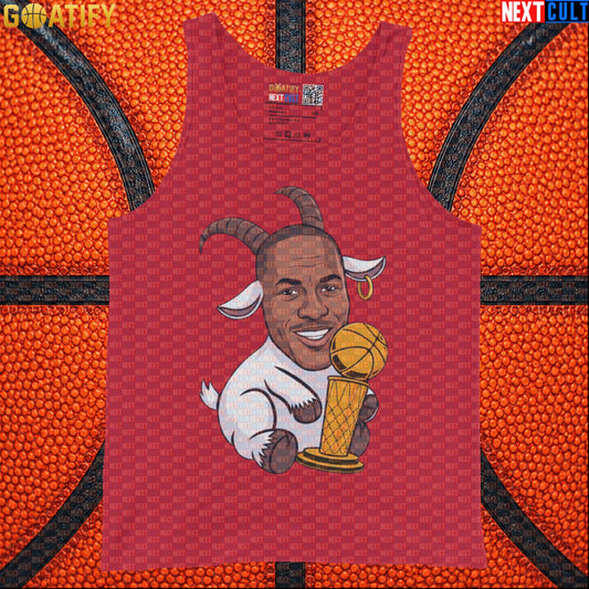 Michael Jordan Tank Top – GOAT 6 Rings Chicago Bulls Basketball Vest for NBA Fans Red Tank Tops Next Cult Brand