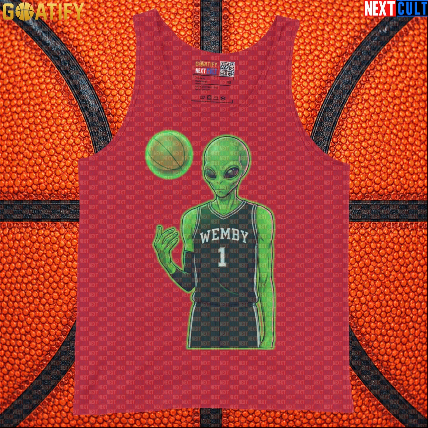 Basketball Tank Top Alien Wemby Graphic for Spurs Fans, Gym, Pickup Games and NBA Gift |  | ["Basketball", "France", "NBA", "San Antonio Spurs", "Victor Wembanyama", "Wemby"]