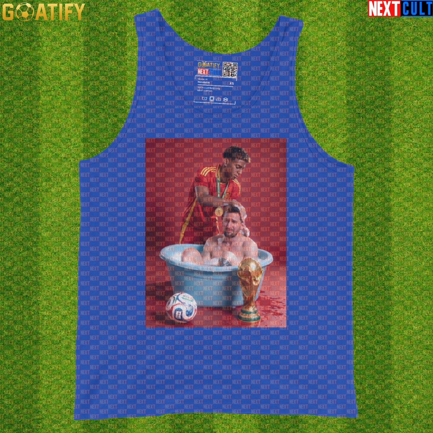 Lamine Yamal Tank Top – Reversed Roles Bath Meme Vest for Soccer Training and Spain Fans |  | ["Argentina", "Barcelona", "Football", "Lamine Yamal", "Lionel Messi", "Soccer", "Spain"]