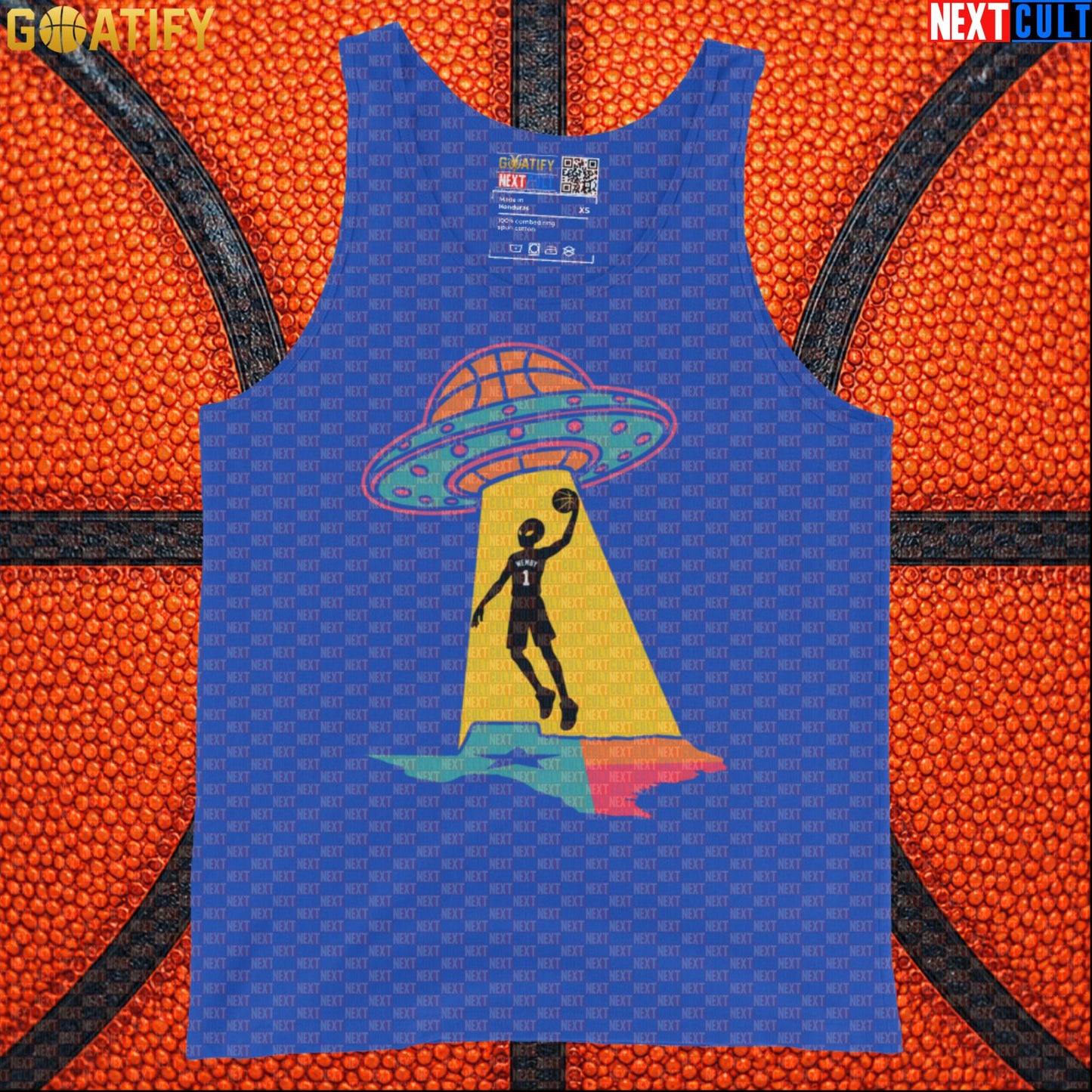 Basketball Tank Top Alien Wemby UFO Abduction Design for Spurs Fans and Summer Game Days |  | ["Basketball", "France", "NBA", "San Antonio Spurs", "Victor Wembanyama", "Wemby"]
