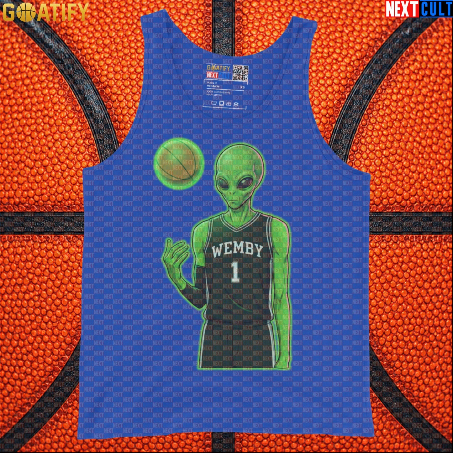 Basketball Tank Top Alien Wemby Graphic for Spurs Fans, Gym, Pickup Games and NBA Gift |  | ["Basketball", "France", "NBA", "San Antonio Spurs", "Victor Wembanyama", "Wemby"]