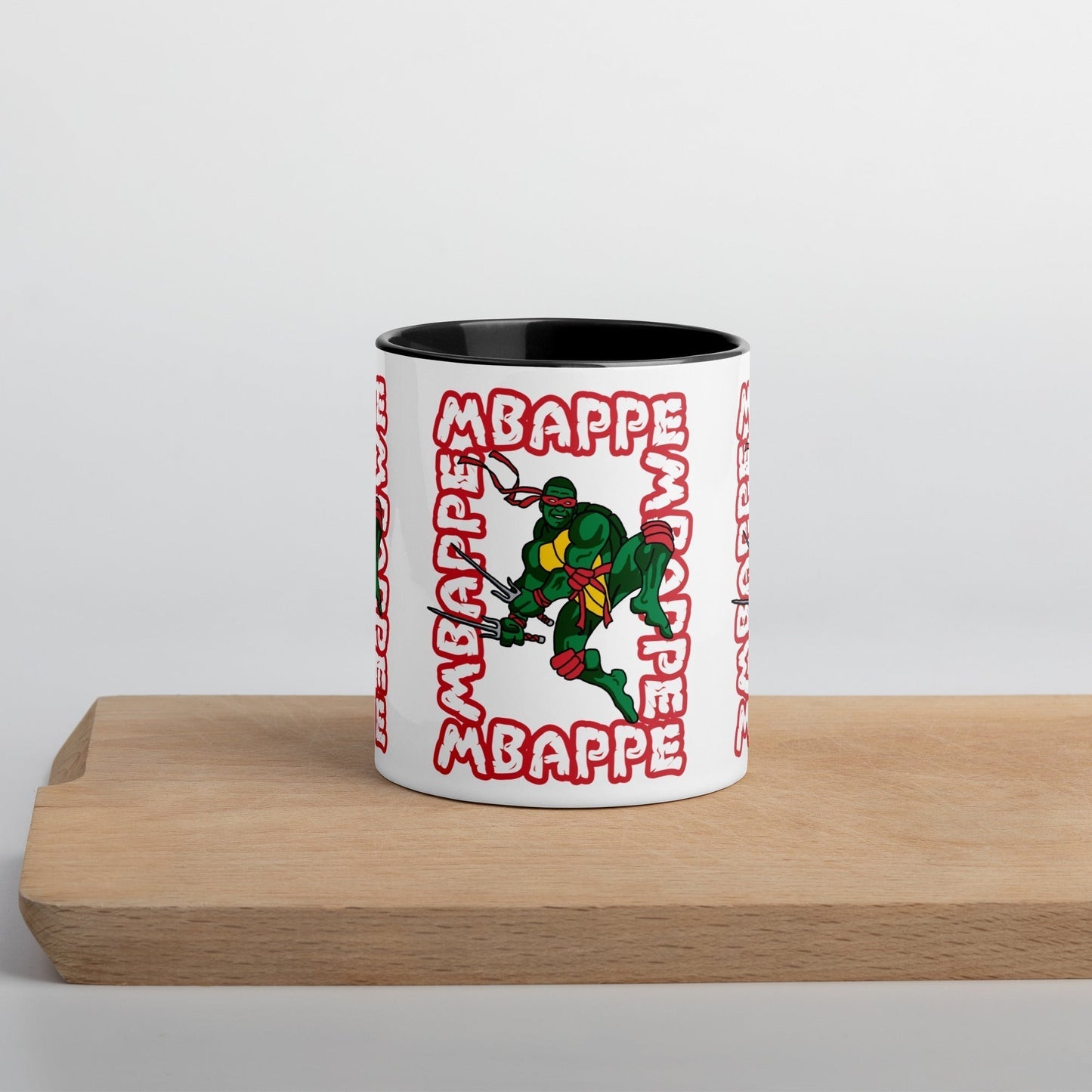 Kylian Mbappe Red Ninja Turtle Raphael Mug with Color Inside Mugs Football Kylian Mbappe Ninja Turtles PSG Real Madrid Next Cult Brand