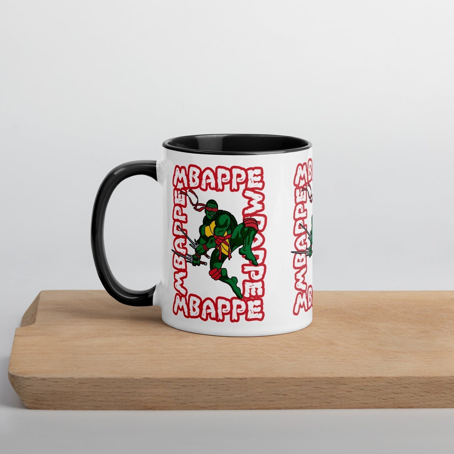 Kylian Mbappe Red Ninja Turtle Raphael Mug with Color Inside Next Cult Brand Football, Kylian Mbappe, Ninja Turtles, PSG, Raphael