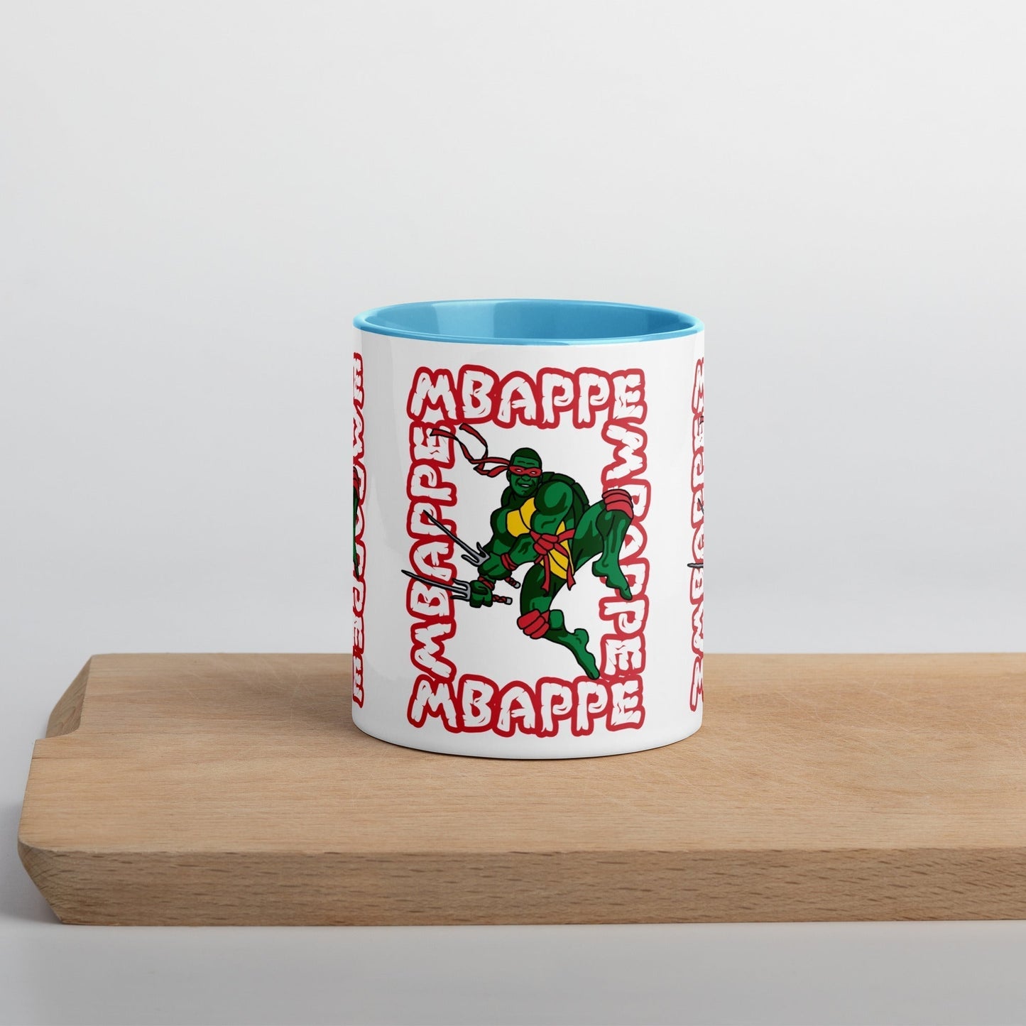 Kylian Mbappe Red Ninja Turtle Raphael Mug with Color Inside Mugs Football Kylian Mbappe Ninja Turtles PSG Real Madrid Next Cult Brand