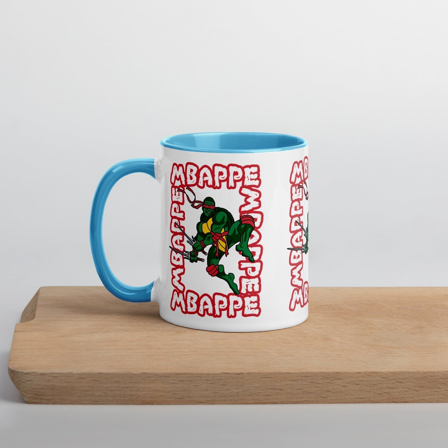 Kylian Mbappe Red Ninja Turtle Raphael Mug with Color Inside Next Cult Brand Football, Kylian Mbappe, Ninja Turtles, PSG, Raphael