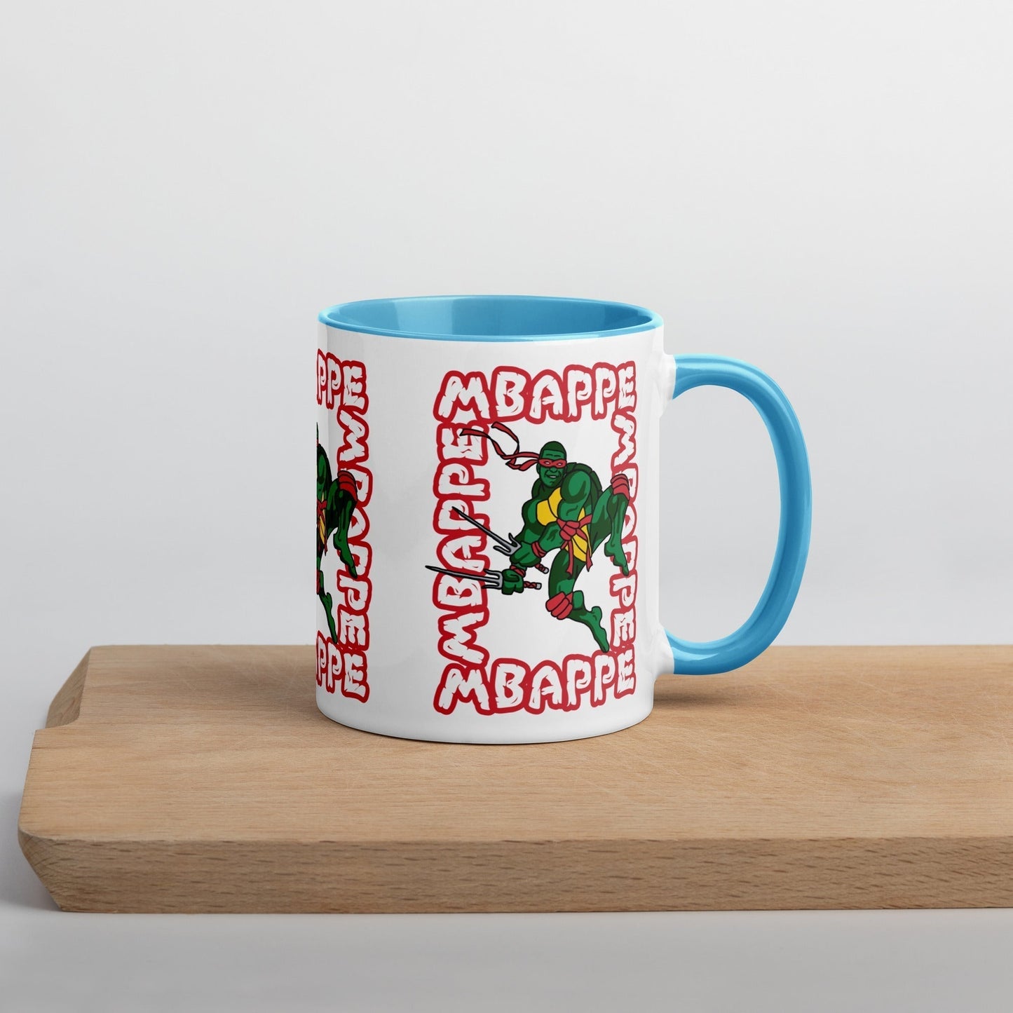 Kylian Mbappe Red Ninja Turtle Raphael Mug with Color Inside Next Cult Brand Football, Kylian Mbappe, Ninja Turtles, PSG, Raphael