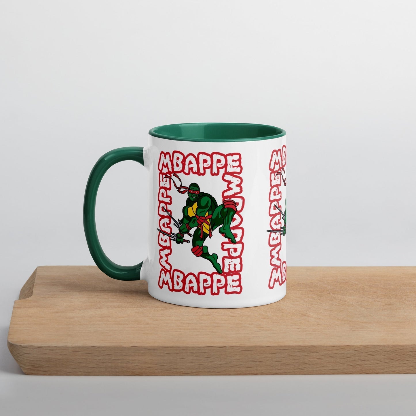 Kylian Mbappe Red Ninja Turtle Raphael Mug with Color Inside Next Cult Brand Football, Kylian Mbappe, Ninja Turtles, PSG, Raphael