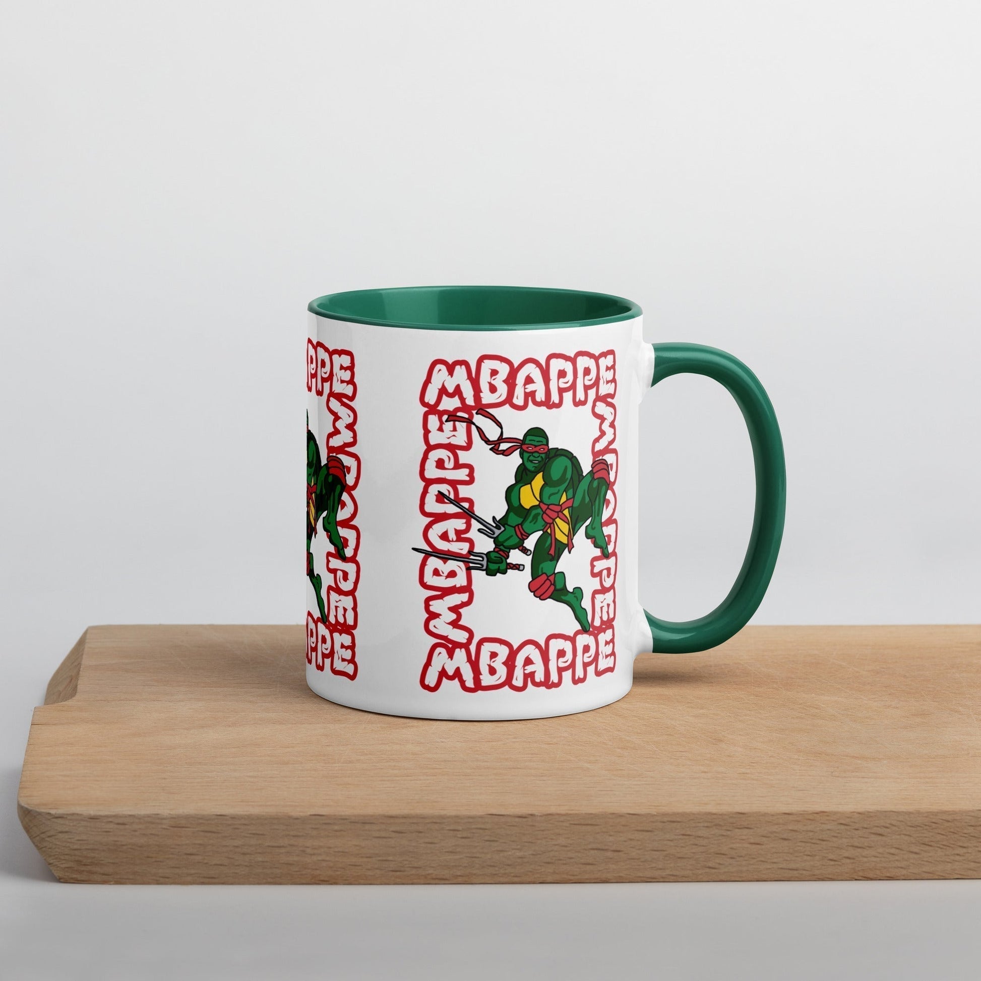 Kylian Mbappe Red Ninja Turtle Raphael Mug with Color Inside Next Cult Brand Football, Kylian Mbappe, Ninja Turtles, PSG, Raphael